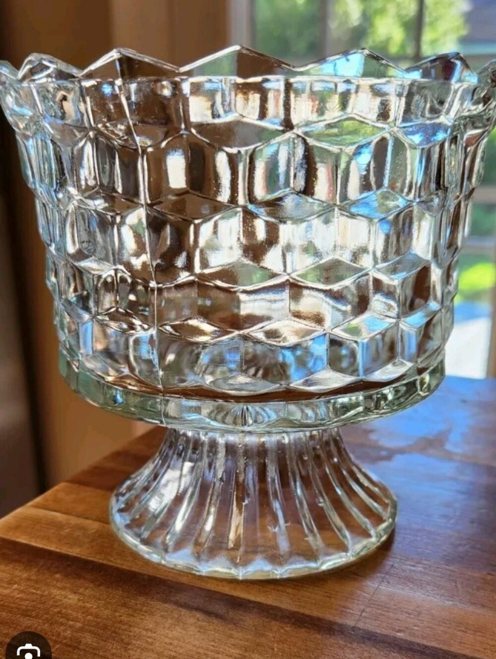 Clear Glass Pedestal Fostoria Compote Bowl - Home Accents Indiana Glass EUC